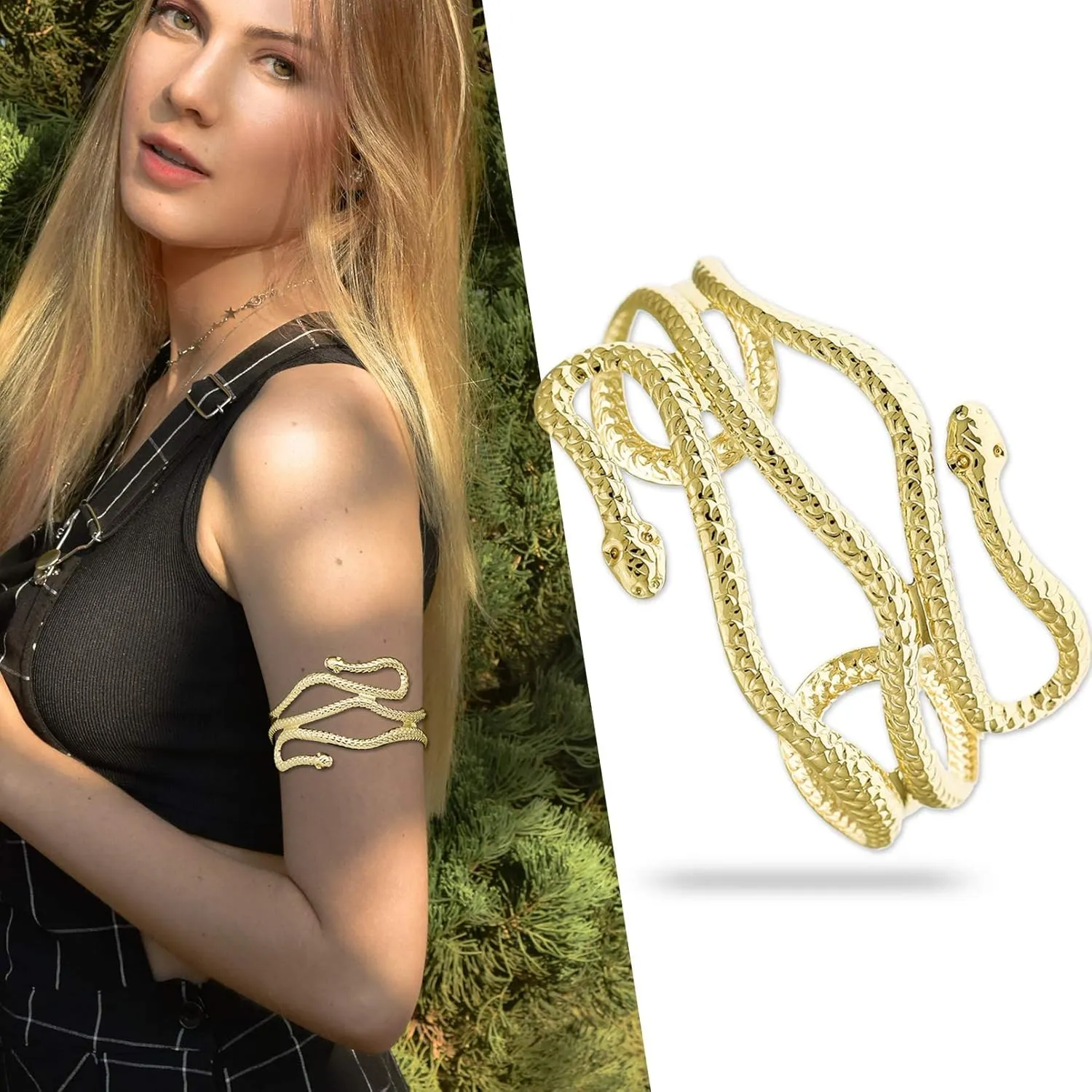 RechicGu Chic Egypt Cleopatra Swirl Snake Arm Cuff Armlet Armband Open Bangle Bracelet 8cm Polycarbonate