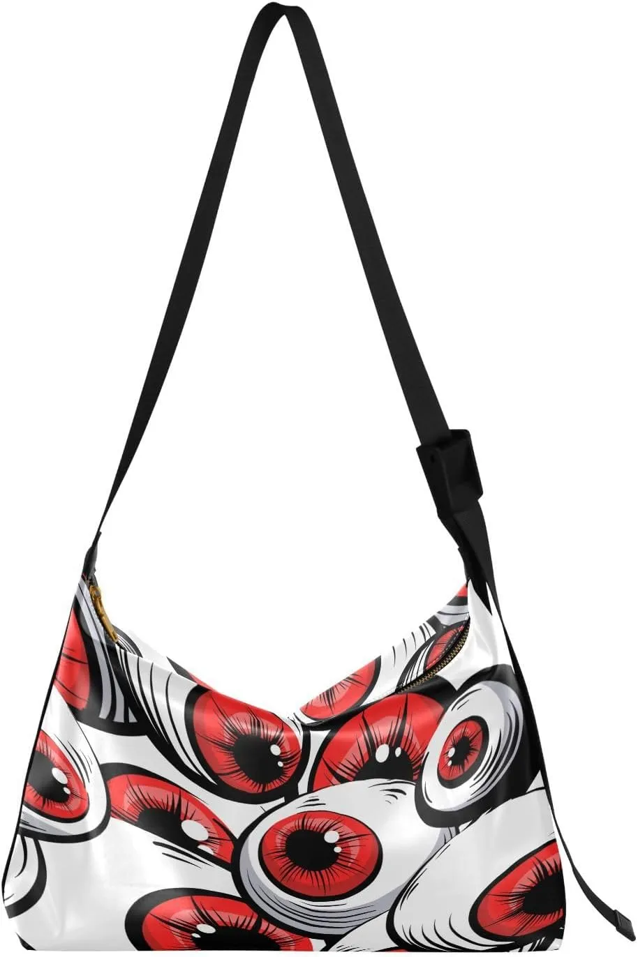 Red Eyes Hobo Crossbody Bags for Women Leather Large Shoulder Bag Cross Body Scary Fantasy Pattern Trendy Womens Tote Bags Handbag for Travel Shopping