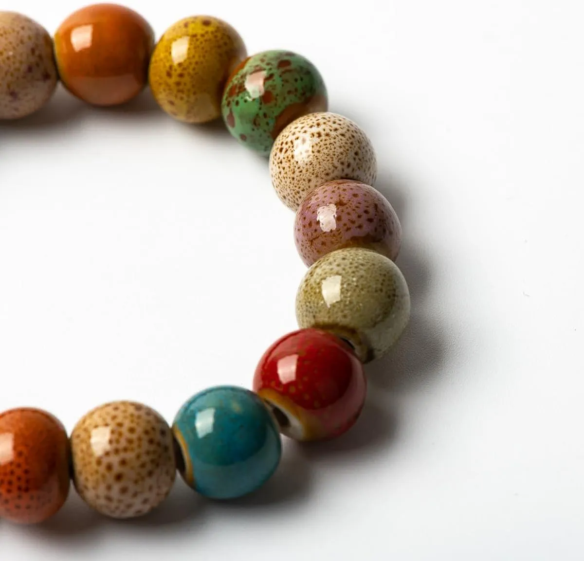 Retro Ceramic Beads Bracelets Ethnic Style Porcelain Beads Bracelet for Men Women, Handmade Beaded Stretch Bracelets