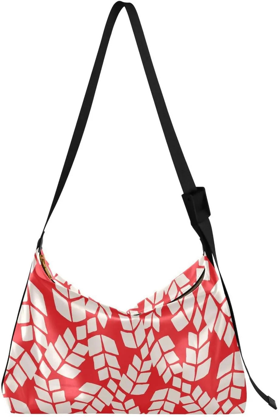 Rhombus Chevron Hobo Crossbody Bags for Women Leather Large Shoulder Bag Cross Body Red Seamless Pattern Trendy Womens Tote Bags Handbag for Travel Shopping