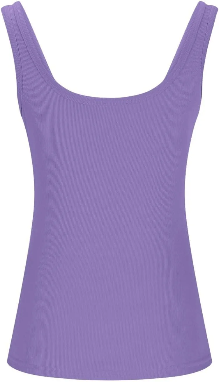Ribbed Tank Tops for Women Sleeveless Compression Shirt Lightweight Workout Shirts Slim Fit Scoop Neck Tank Top