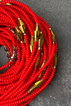 Rich Auntie Red Tie On Waist Beads