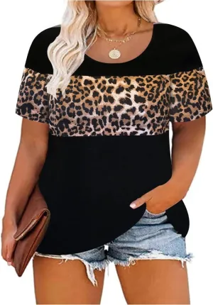 RITERA Plus Size Tops for Women Short Sleeve Raglan Tunic Casual Colorblock Shirts Oversized Crewneck Henley Shirts