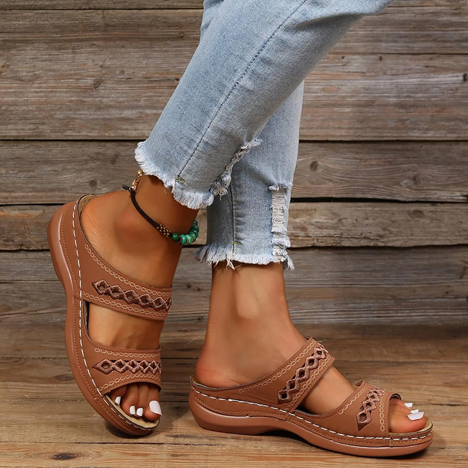 Sandals for Women Dressy Summer, Orthopedic Sandals for Women Comfortable Peep Toe Sandals Summer Travel Sandals