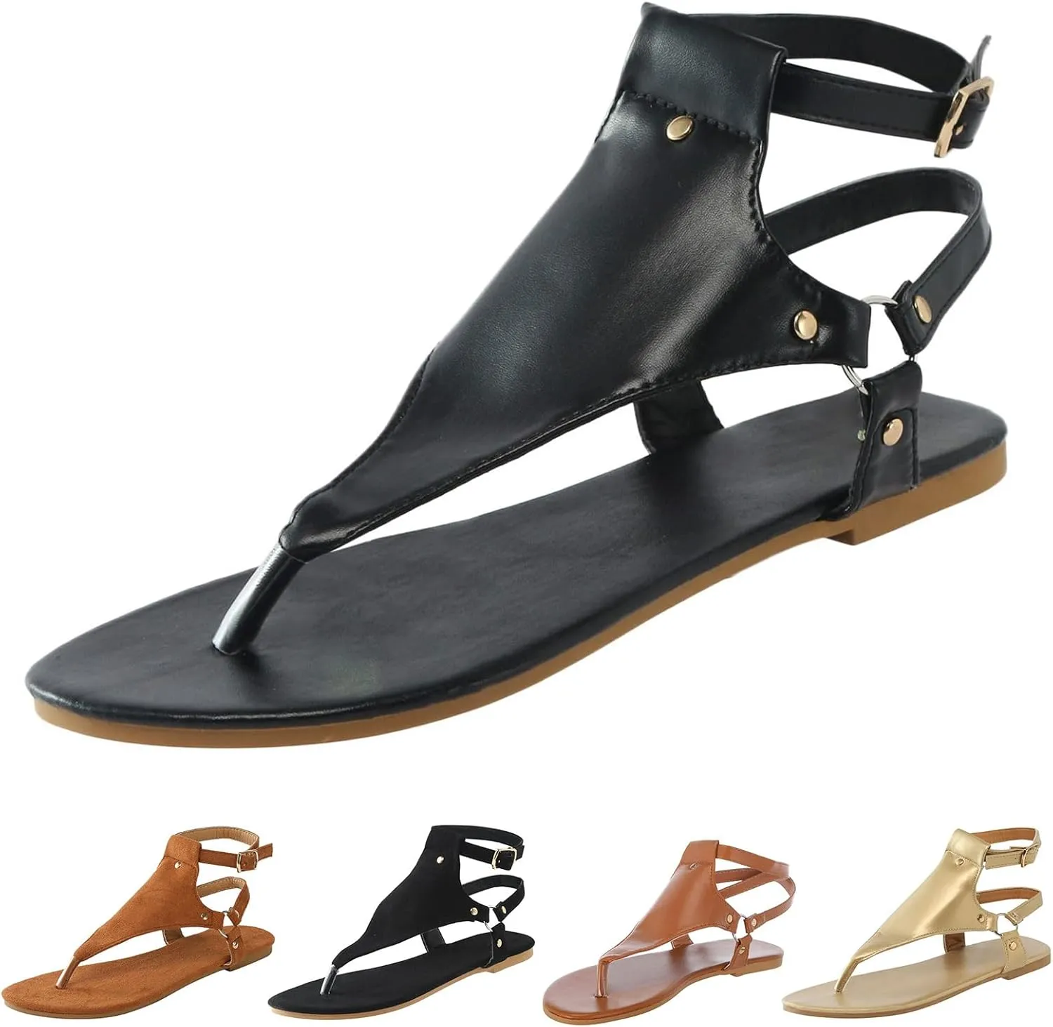 Sandals for Women Dressy Summer, Toe Ring Thong Sandals Lightweight, Hoop and Loop Flat Flip Flops, Summer Hollow Out Shoes, Comfortable Casual Flats 2025 Fashion Trends