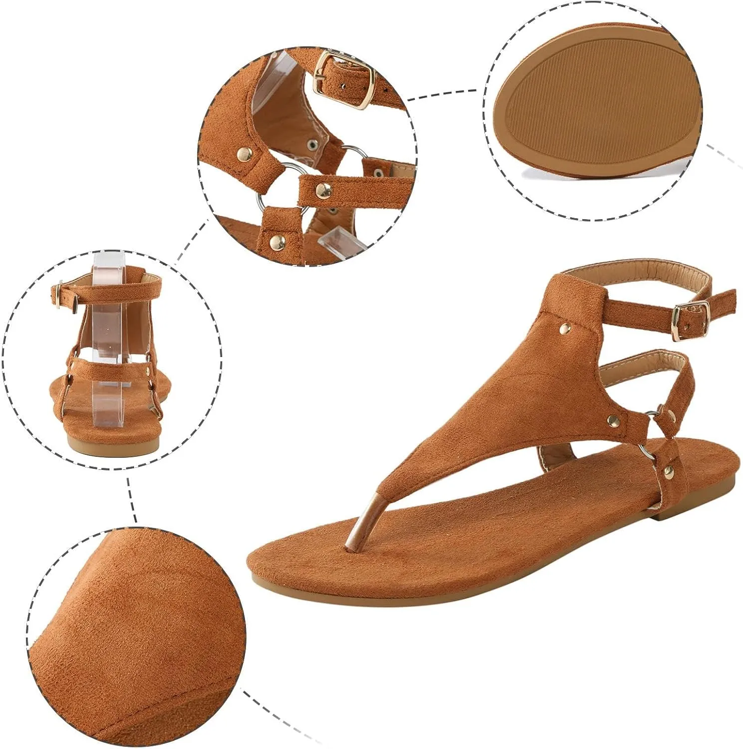 Sandals for Women Dressy Summer, Toe Ring Thong Sandals Lightweight, Hoop and Loop Flat Flip Flops, Summer Hollow Out Shoes, Comfortable Casual Flats 2025 Fashion Trends