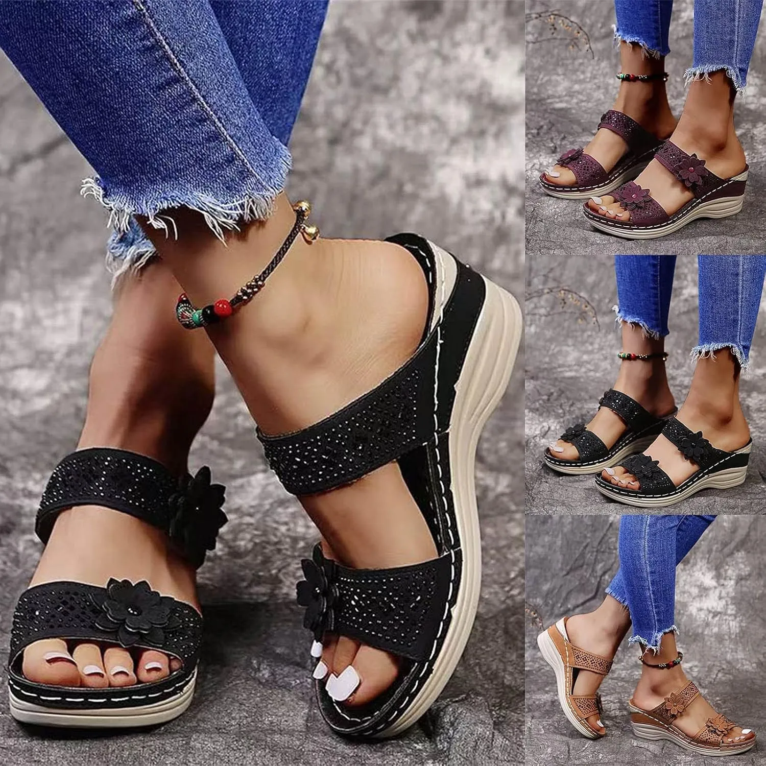 Sandals for Women Dressy Summer, Wedge Sandals for Women Dressy Summer Comfy Orthotic Sandals with Arch Support Shoes