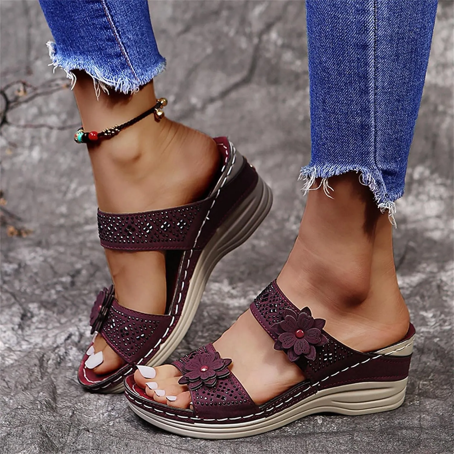 Sandals for Women Dressy Summer, Wedge Sandals for Women Dressy Summer Comfy Orthotic Sandals with Arch Support Shoes
