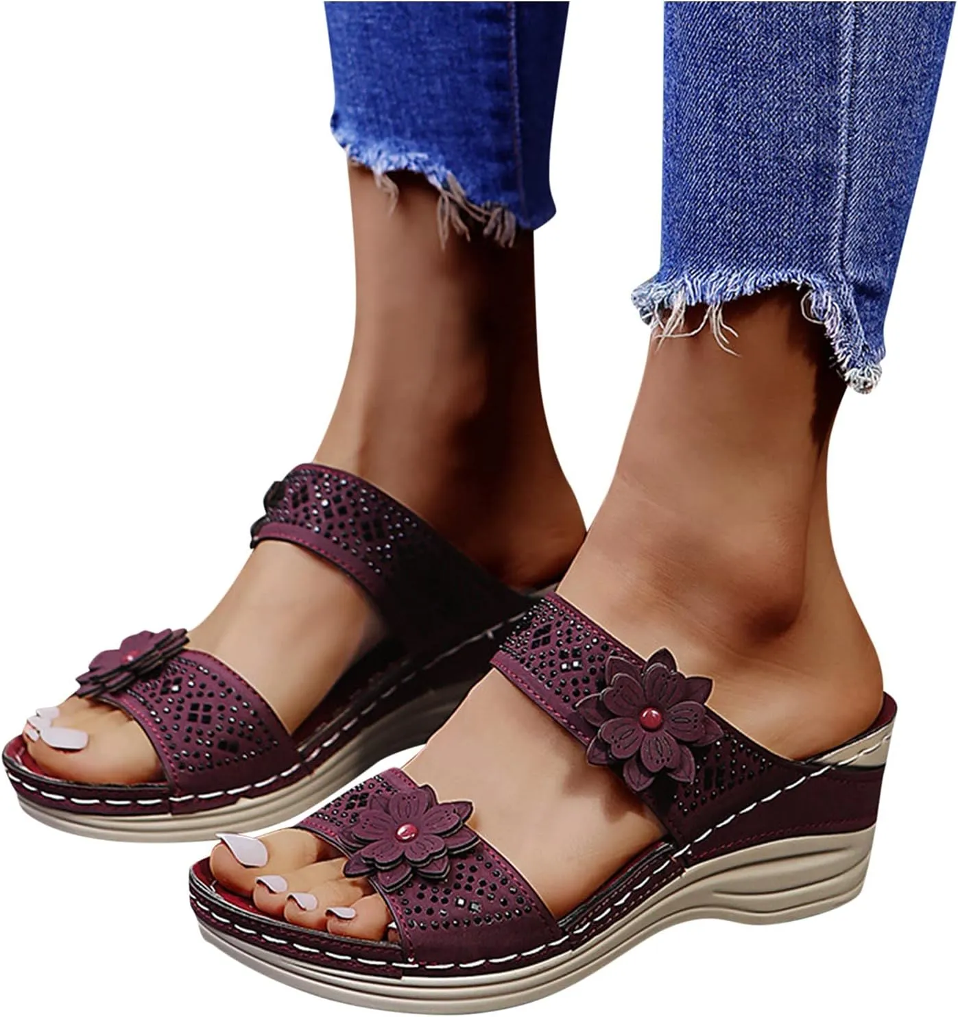 Sandals for Women Dressy Summer, Wedge Sandals for Women Dressy Summer Comfy Orthotic Sandals with Arch Support Shoes