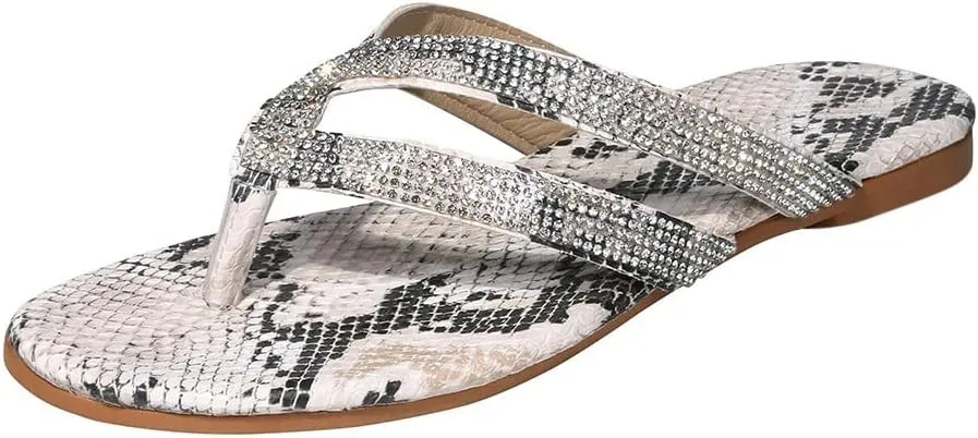 Sandals For Womens Rhinestones Jelly Slippers Shower Sandals Casual Outdoor Beach Flip-Flop Non-Slip Flats Water Shoes