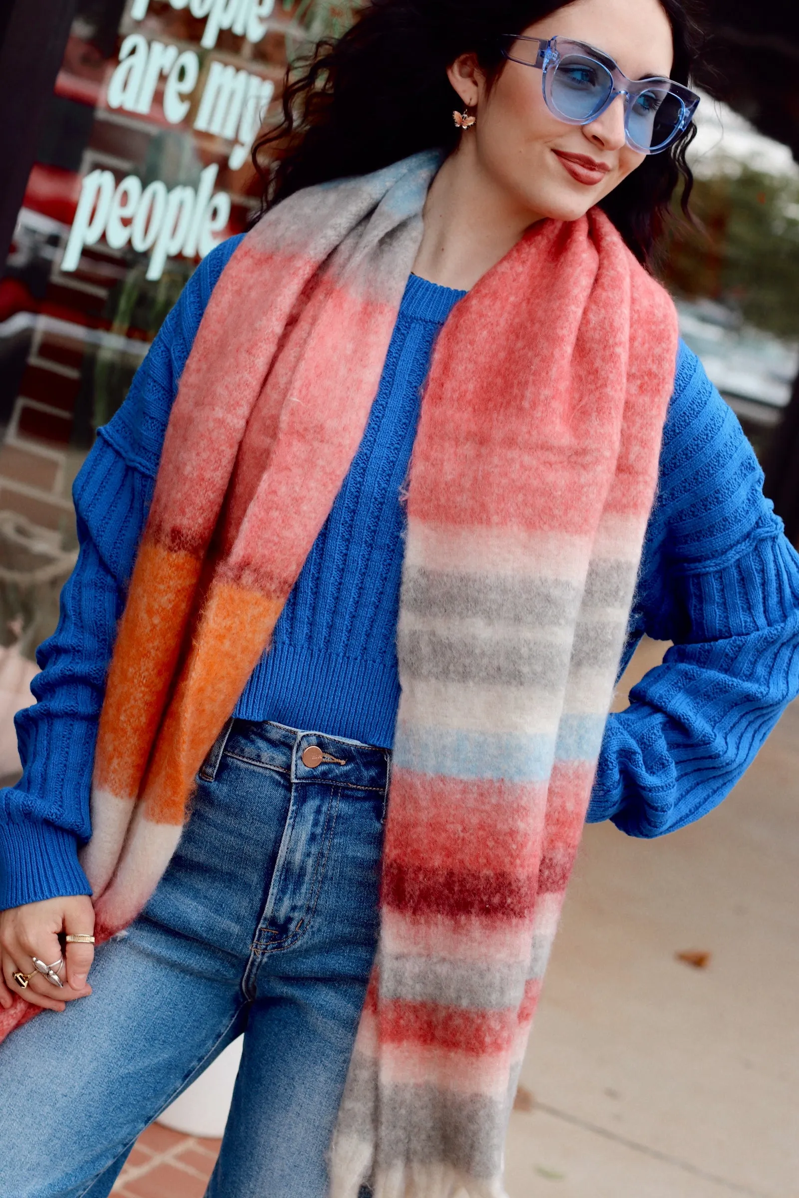 Sasha Striped Scarf   Pink