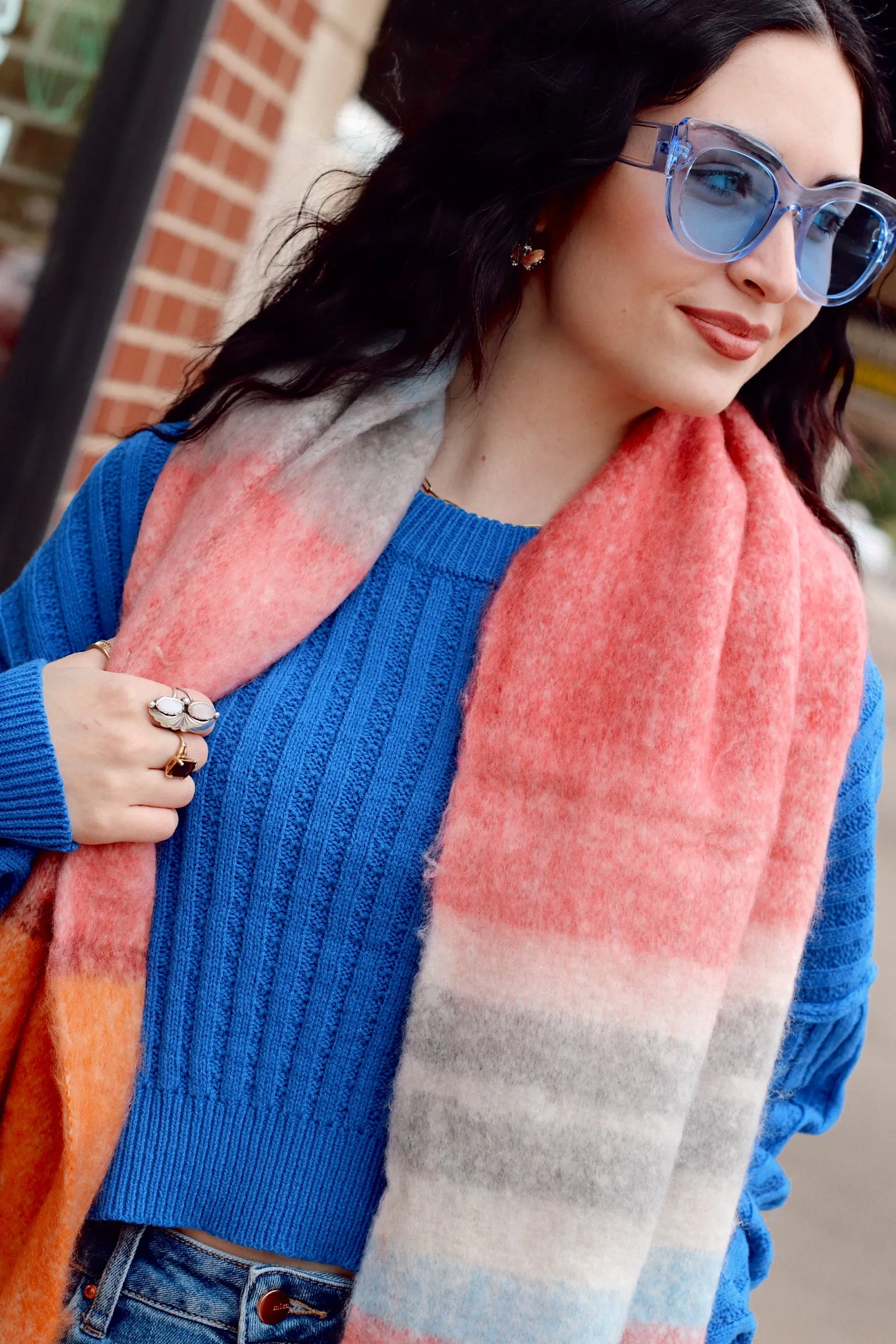 Sasha Striped Scarf   Pink