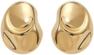 Sculptural Gold Statement Earrings, Chunky Minimalist Design, Curved Drop Style