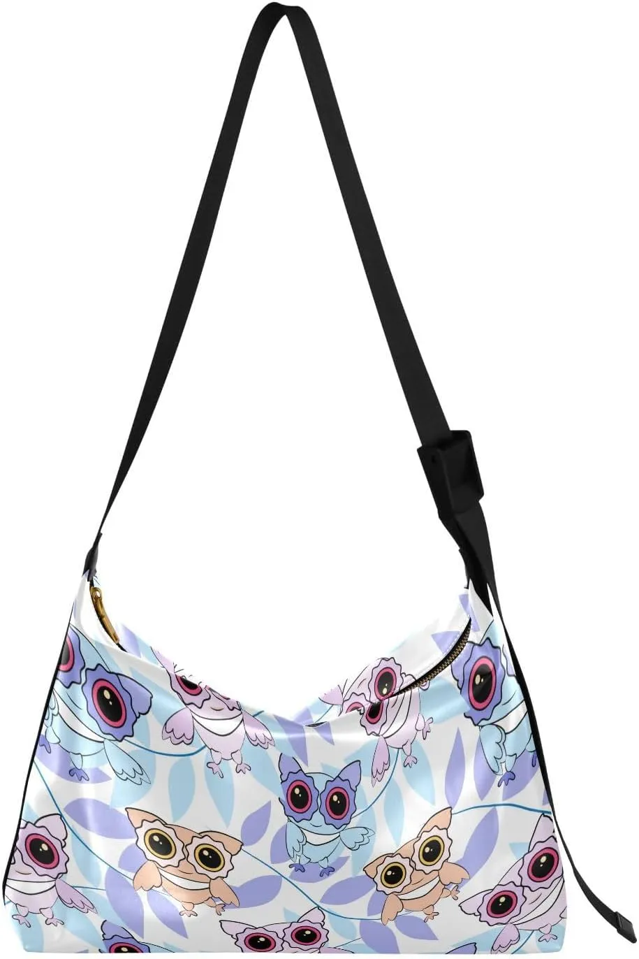 Seamless with Owls Hobo Crossbody Bags for Women Leather Large Shoulder Bag Cross Body Trendy Womens Tote Bags Handbag for Travel Shopping
