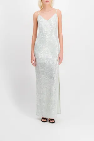 Sequin-embellished slip maxi dress