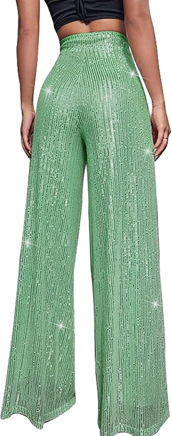 Sequin Pants Women Fashion Women's Loose Sequins Pumpkin Floral Casual Pants Side Pockets for Holiday Outfits and