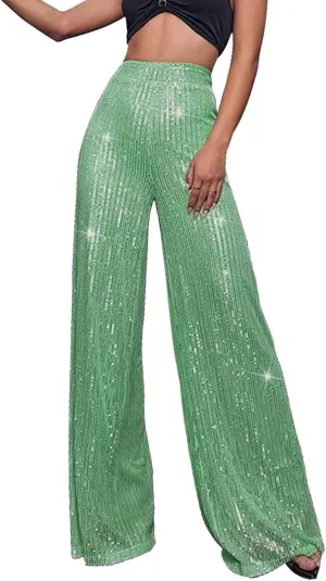 Sequin Pants Women Fashion Women's Loose Sequins Pumpkin Floral Casual Pants Side Pockets for Holiday Outfits and