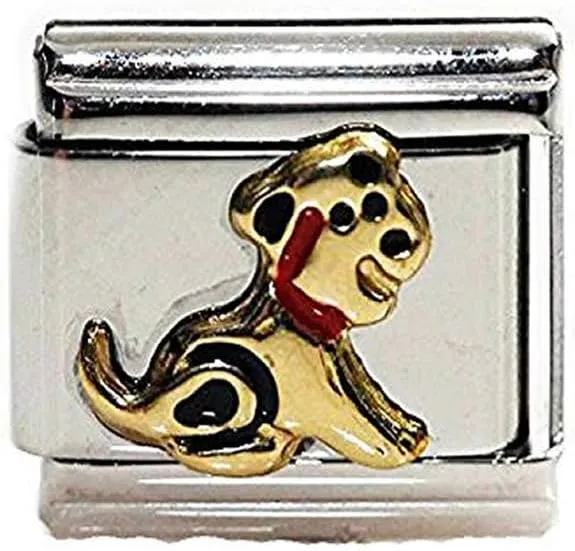 Sexy Sparkles Dog with Spots Italian Link Bracelet Charm