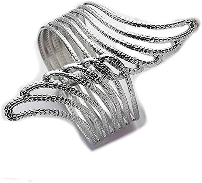 Sexy Sparkles Women Cuff Bangle Bracelet Silver Tone Wing Hollow