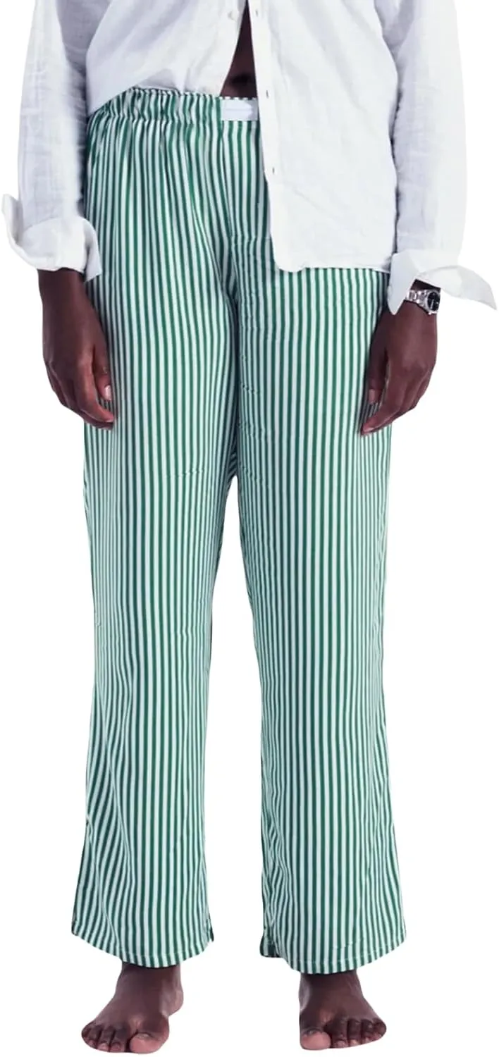Seyurigaoka Y2K Striped Pajamas Pants for Women Cute Wide Leg Pinstripe Sleep Pj Bottoms Preppy Lounge Pants Trousers