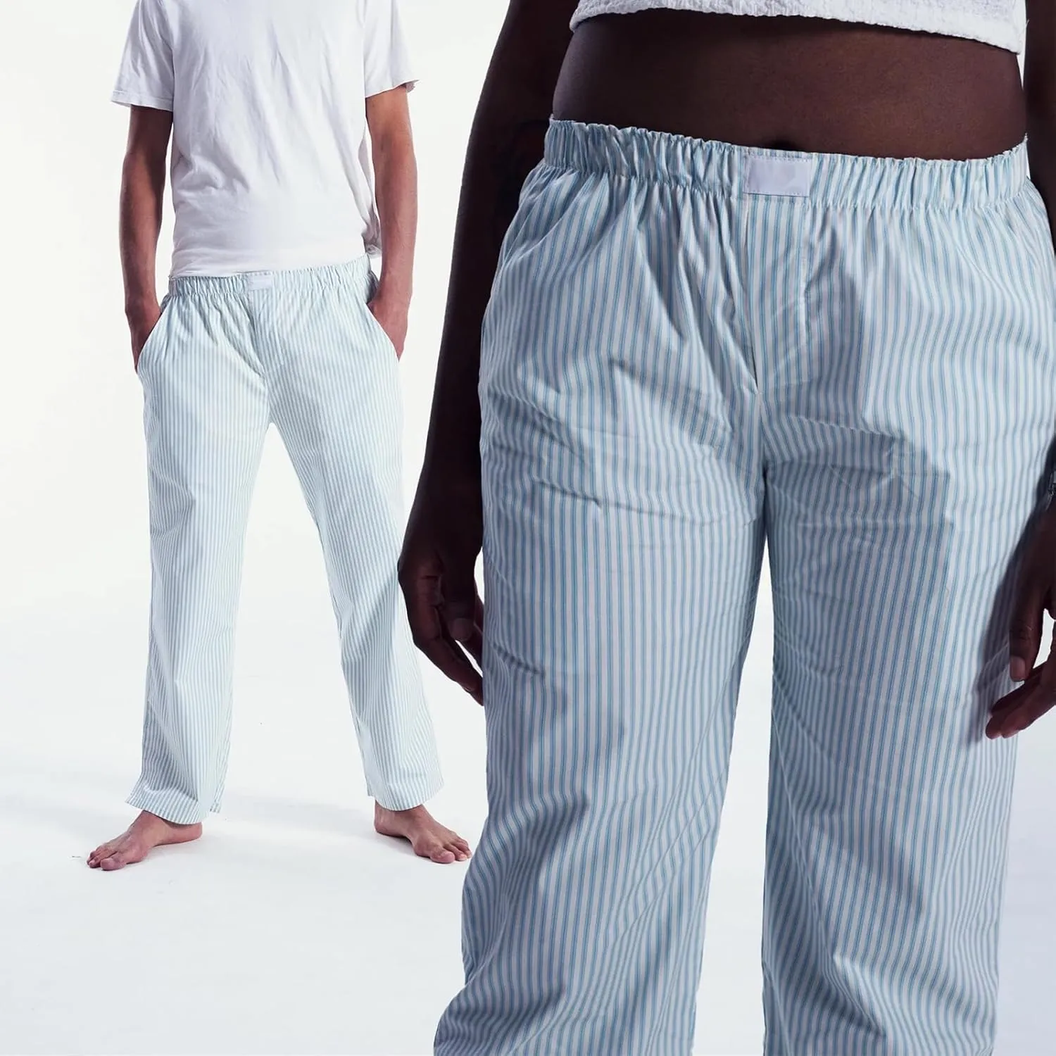 Seyurigaoka Y2K Striped Pajamas Pants for Women Cute Wide Leg Pinstripe Sleep Pj Bottoms Preppy Lounge Pants Trousers