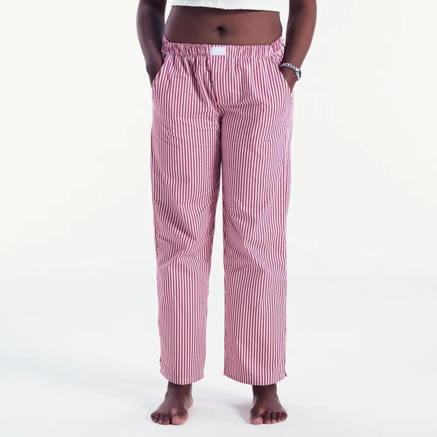 Seyurigaoka Y2K Striped Pajamas Pants for Women Cute Wide Leg Pinstripe Sleep Pj Bottoms Preppy Lounge Pants Trousers