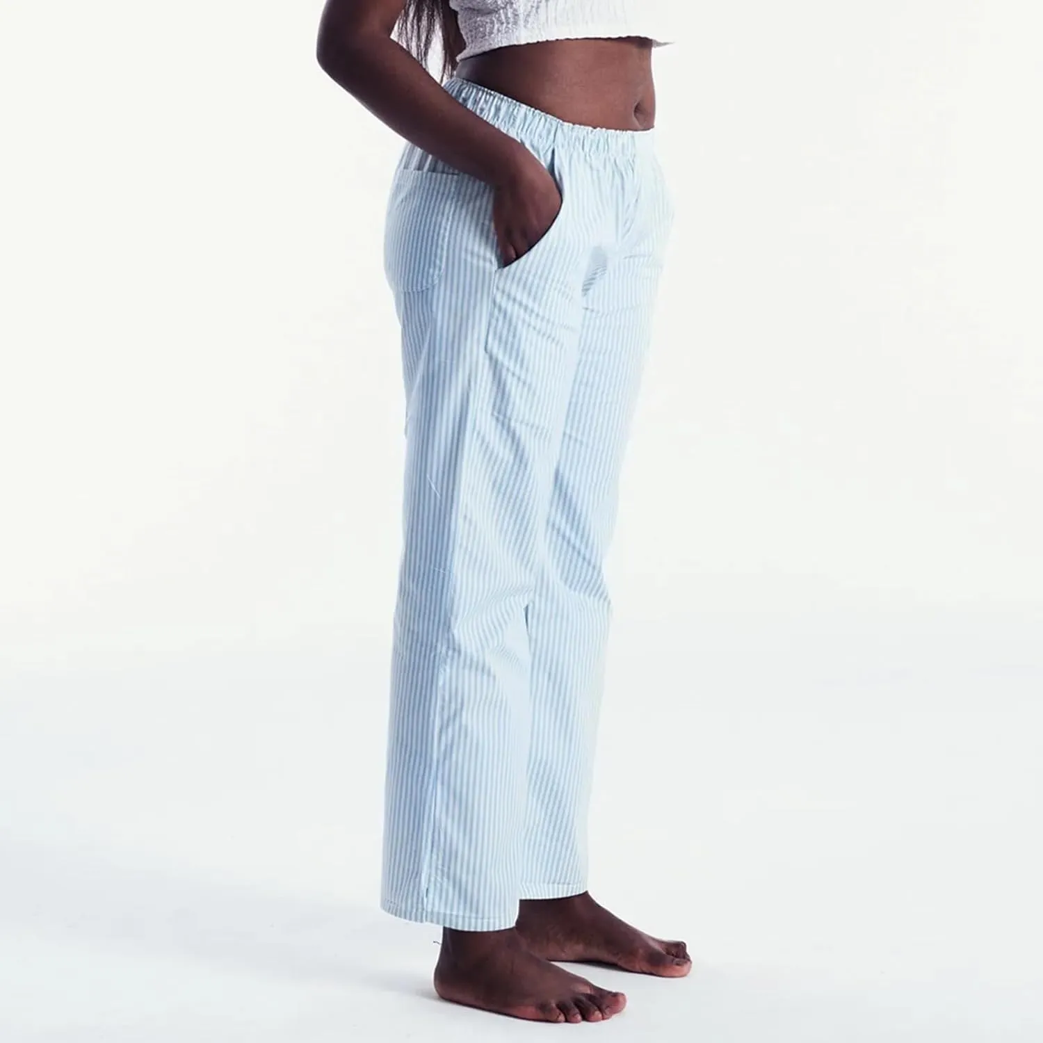 Seyurigaoka Y2K Striped Pajamas Pants for Women Cute Wide Leg Pinstripe Sleep Pj Bottoms Preppy Lounge Pants Trousers