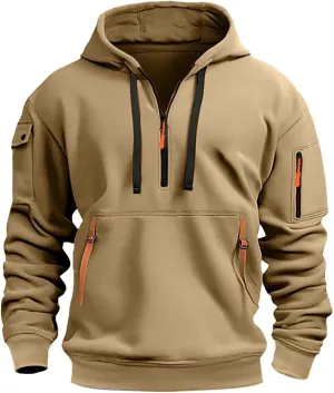 SHAOBGE Tactical Hoodies For Men Quarter Zip Pullover Vintage Workout Hoodies With Pockets Military Tactical Sweatshirt