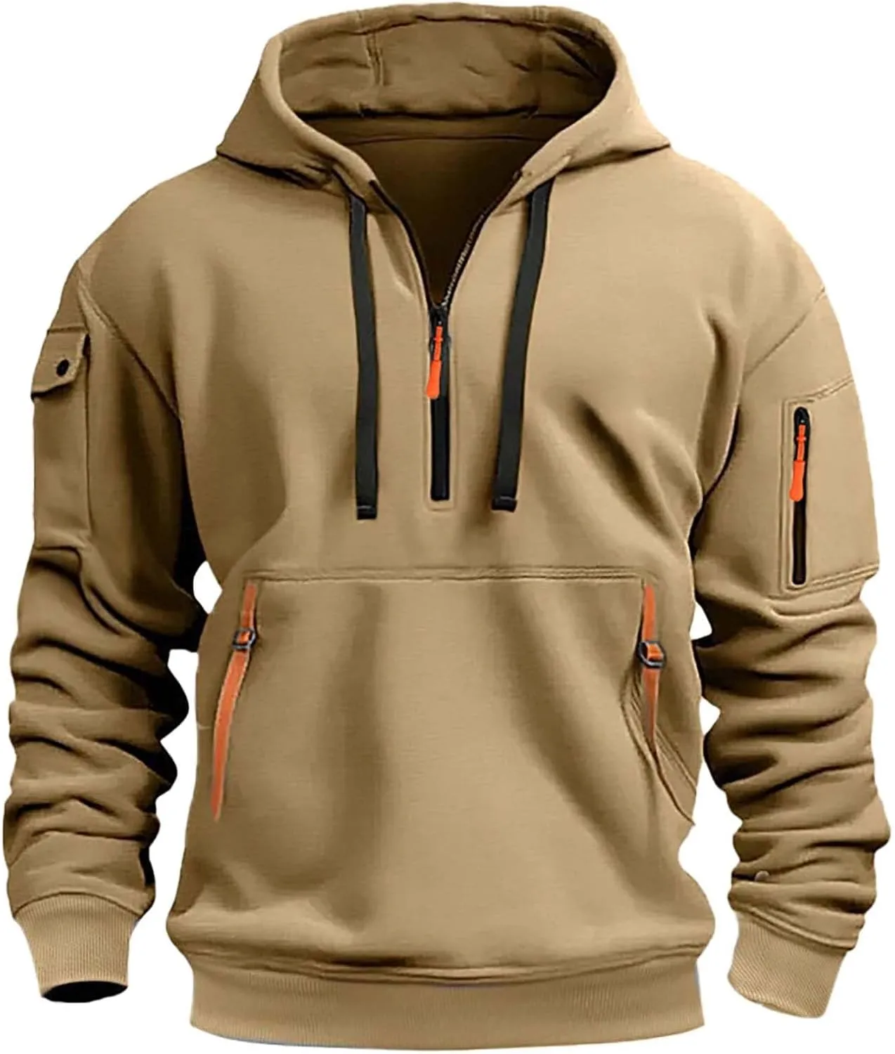 SHAOBGE Tactical Hoodies For Men Quarter Zip Pullover Vintage Workout Hoodies With Pockets Military Tactical Sweatshirt