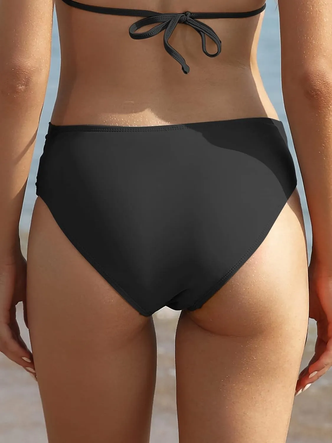 SHEKINI Women's Bikini Bottom Twist Front Cheeky Swimsuit Ruched Bathing Suit Bottoms