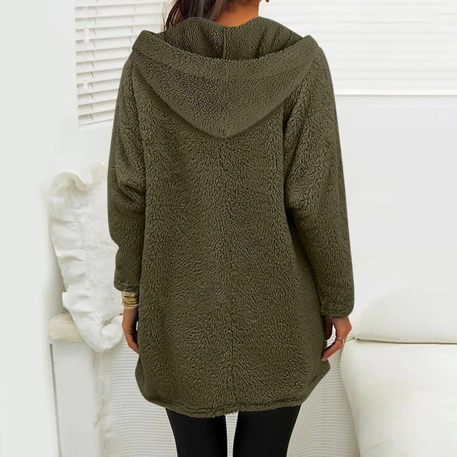 Sherpa Hoodie Dress for Women Cute Fuzzy Long Sleeve Sweatshirt Dress Casual Fall Mini Sweater Dress with Pockets