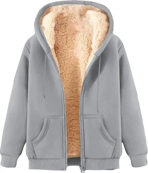 Sherpa Lined Jackets for Men Zip Up Hoodies Casual Oversized Fleece Jacket Trendy Y2K Hoodie Warm Winter Coat Pocket