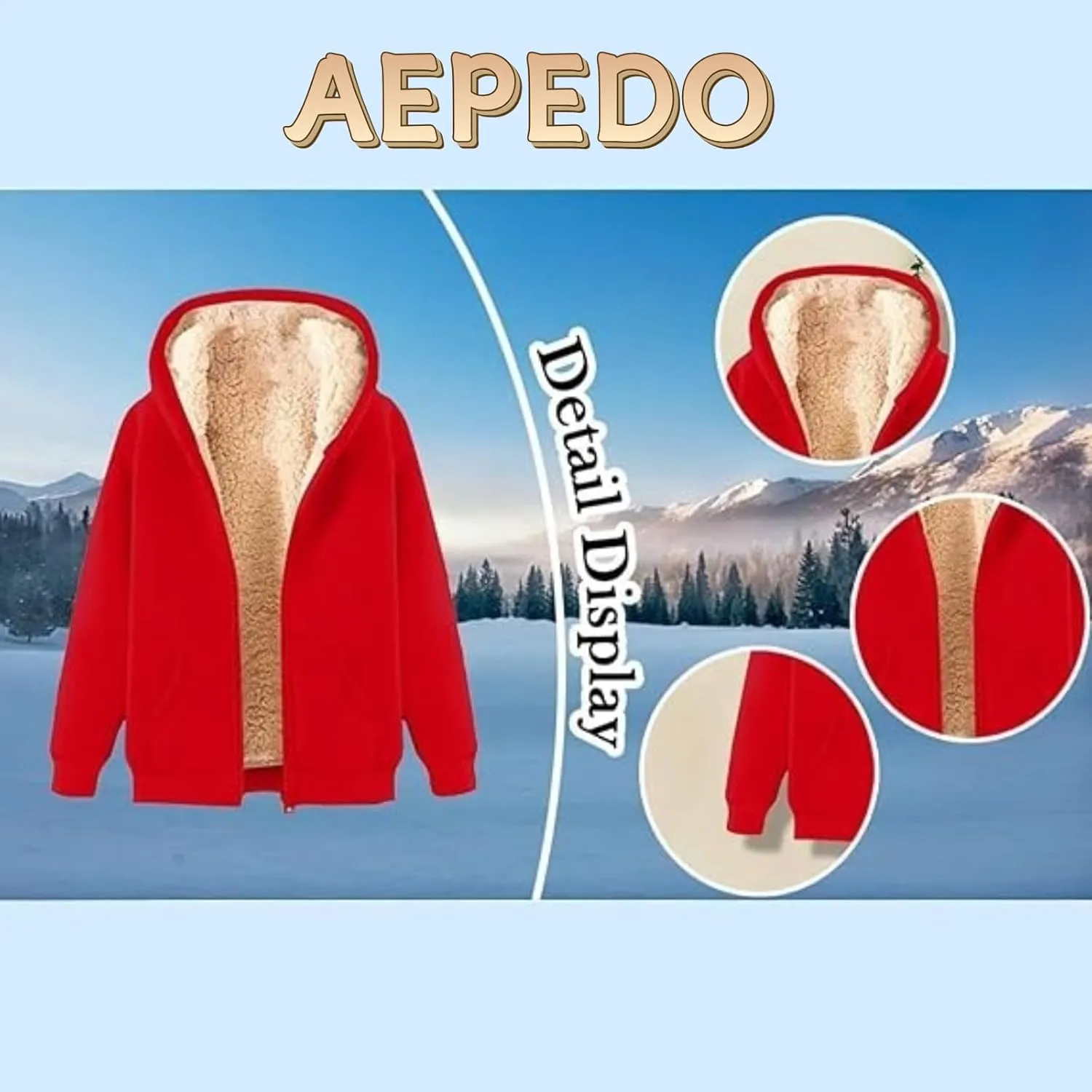 Sherpa Lined Jackets for Men Zip Up Hoodies Casual Oversized Fleece Jacket Trendy Y2K Hoodie Warm Winter Coat Pocket