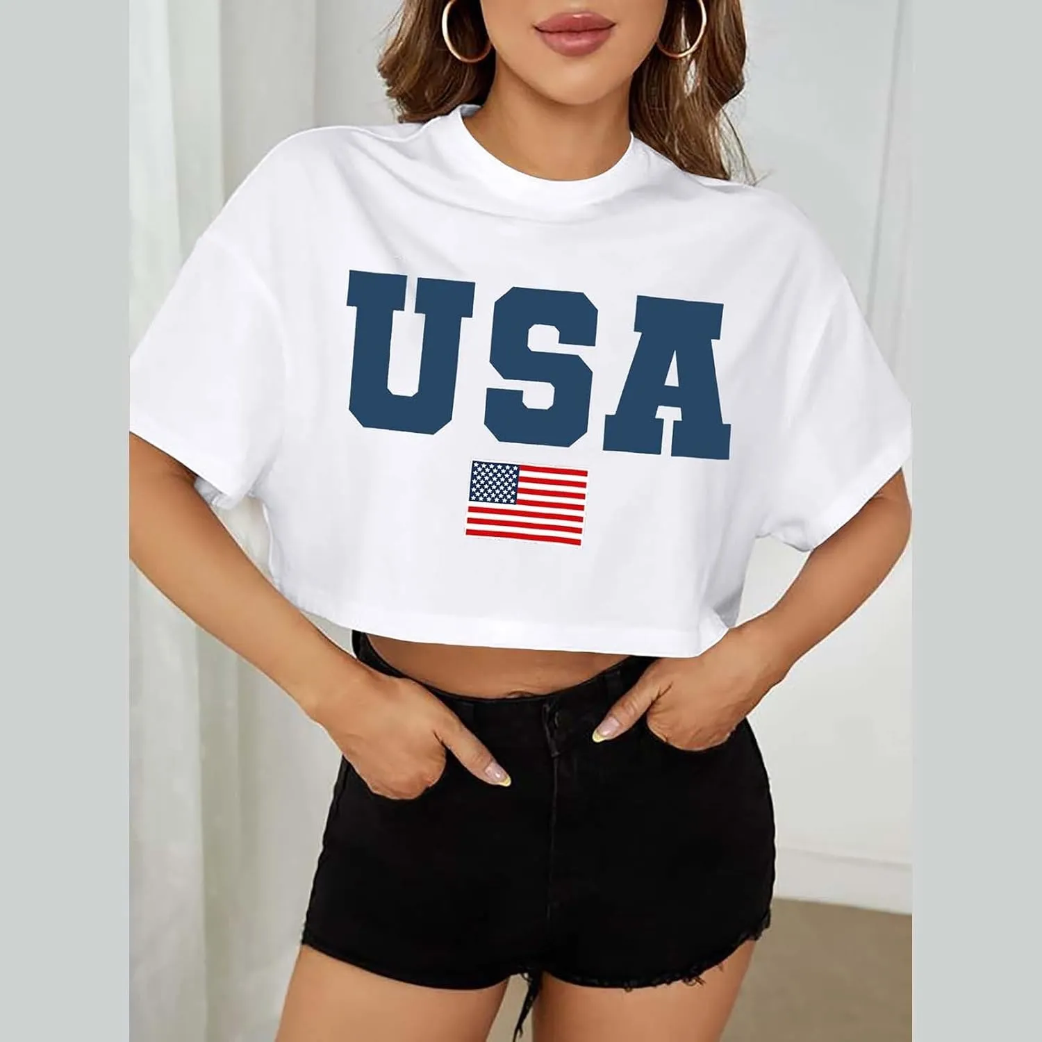 Shirts for Women 4th of July Outfits American Flag Print Womens Tops Comfy Independence Day T Shirts