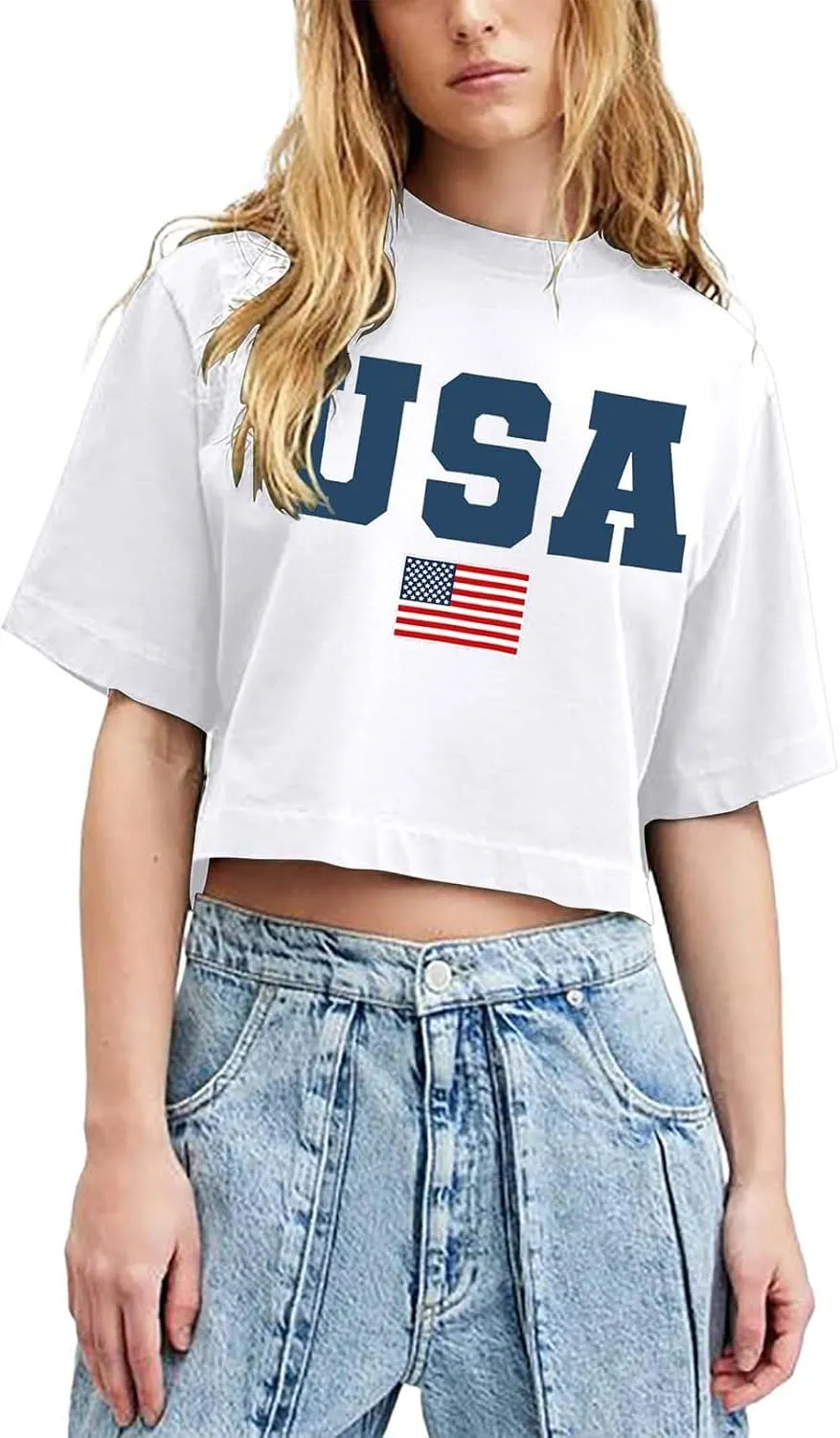 Shirts for Women 4th of July Outfits American Flag Print Womens Tops Comfy Independence Day T Shirts