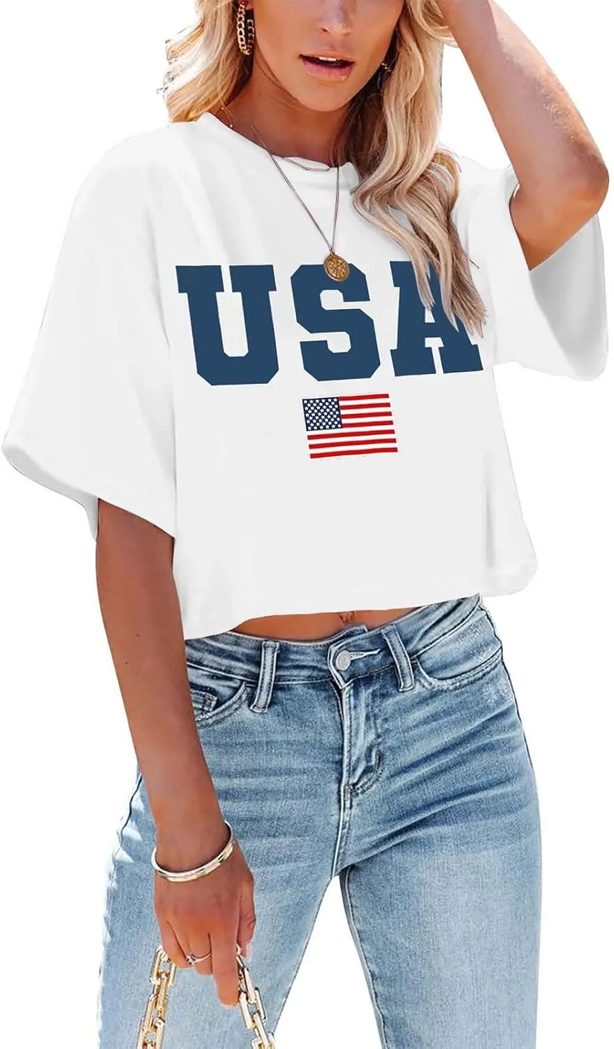 Shirts for Women 4th of July Outfits American Flag Print Womens Tops Comfy Independence Day T Shirts