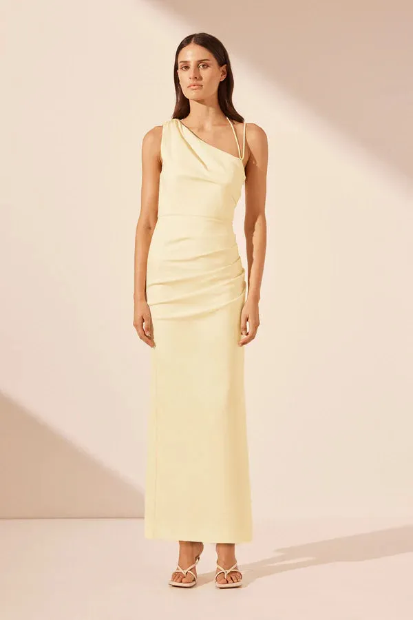 SHONA JOY - Lani Gathered Midi Dress Vanilla
