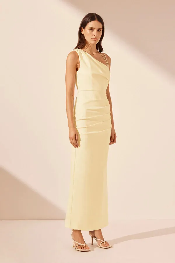 SHONA JOY - Lani Gathered Midi Dress Vanilla
