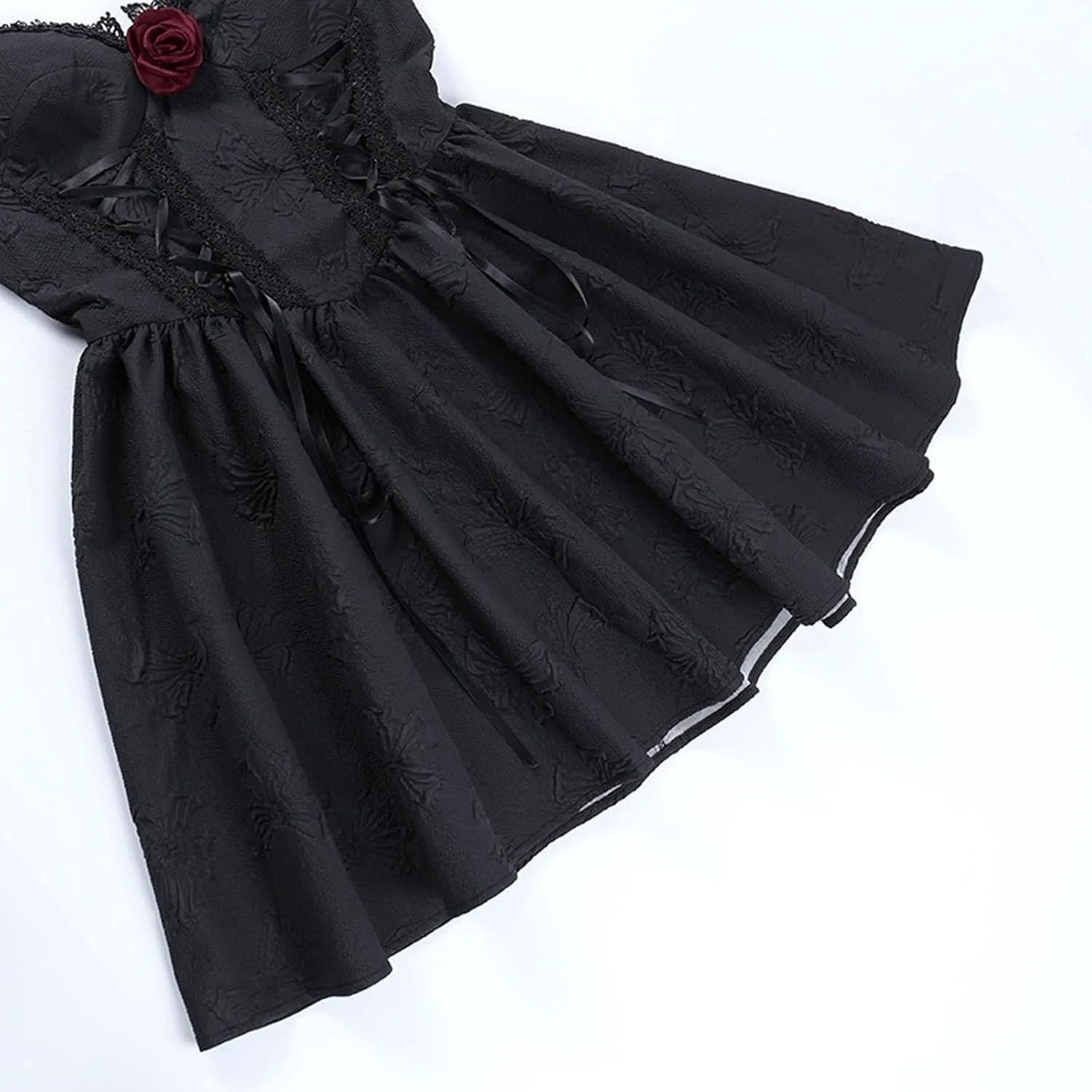 SHOPESSA Women's Gothic Dress Sleeveless Irregular Halloween Ruffle Steampunk Mini Dress Lace Up Masquerade Costume Dresses