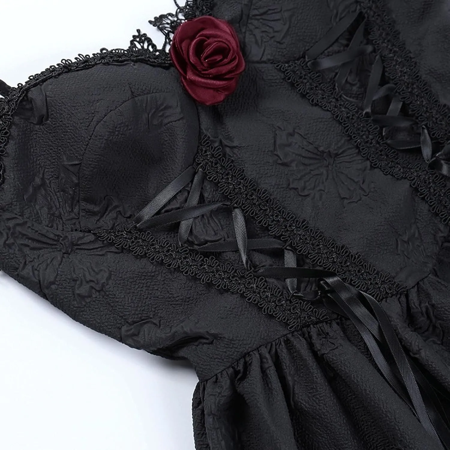 SHOPESSA Women's Gothic Dress Sleeveless Irregular Halloween Ruffle Steampunk Mini Dress Lace Up Masquerade Costume Dresses