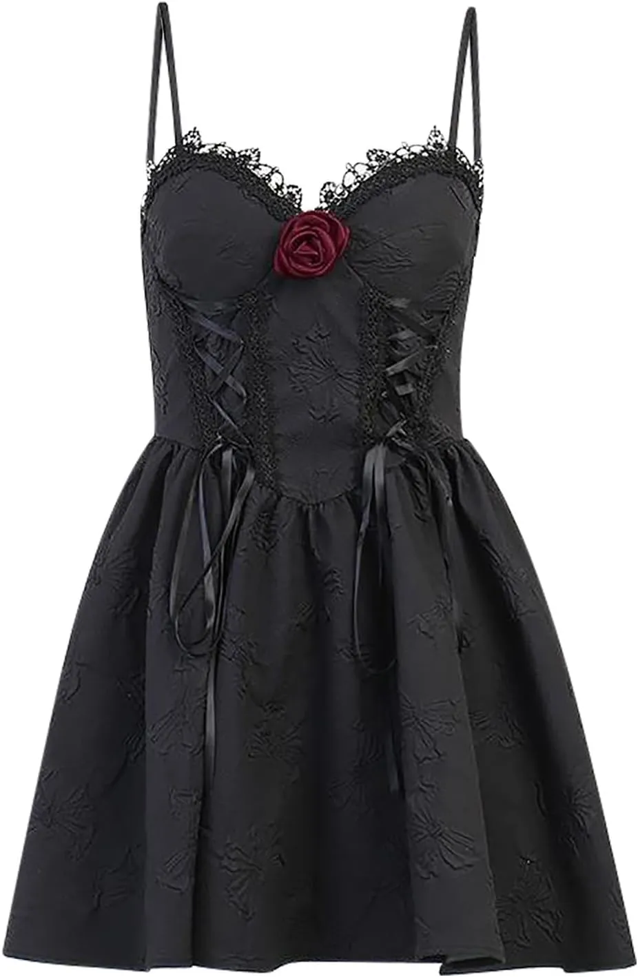 SHOPESSA Women's Gothic Dress Sleeveless Irregular Halloween Ruffle Steampunk Mini Dress Lace Up Masquerade Costume Dresses