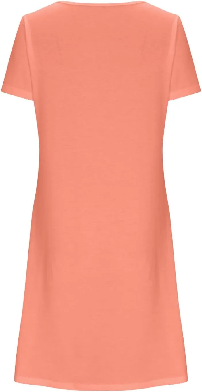 Short Sleeve Dress for Women V Neck Mini Dress Casual Summer Beach Cover Up Dress Spring Dresses for Women