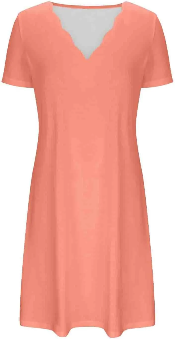 Short Sleeve Dress for Women V Neck Mini Dress Casual Summer Beach Cover Up Dress Spring Dresses for Women