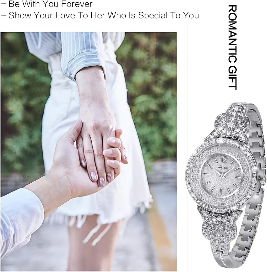 SIBOSUN Watches for Women Women's Wrist Watches Bracelet Fashion Bangle Womens Watch/Iced Out Watch Diamond Watches for Men Luxury Mens/Womens Watches Unisex Crystal Stainless Steel Bling Men