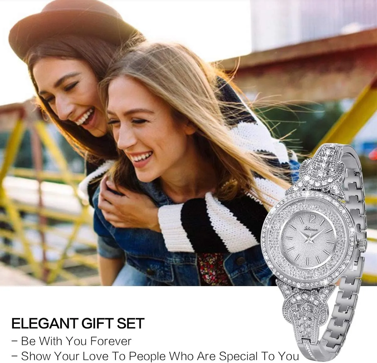 SIBOSUN Watches for Women Women's Wrist Watches Bracelet Fashion Bangle Womens Watch/Iced Out Watch Diamond Watches for Men Luxury Mens/Womens Watches Unisex Crystal Stainless Steel Bling Men