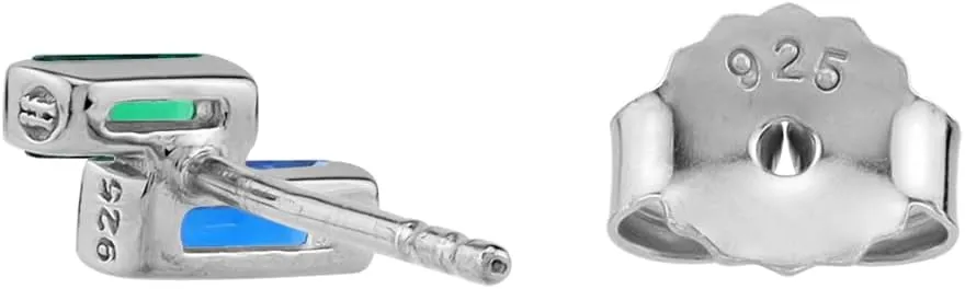 Silvershake Petite White Gold Plated or Yellow Gold Plated 925 Sterling Silver Minimalist Twin Baguette Shape Geometric Casual Stud Post Gemstone Earrings Jewelry for Women