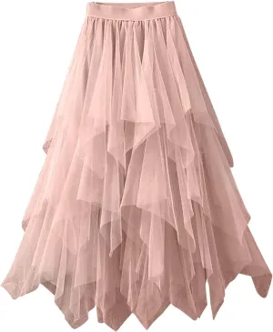 Skirt Waist Long A-Line Skirt Elastic Spring Solid Color Women Mesh High Skirt Mini Jean Skirt