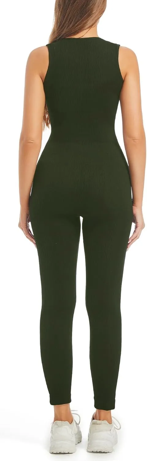 Sliot Unitard Jumpsuits for Women Tummy Control Long Bodysuits for Women Full Length Yoga Full Body Suit Compression Jumpsuit