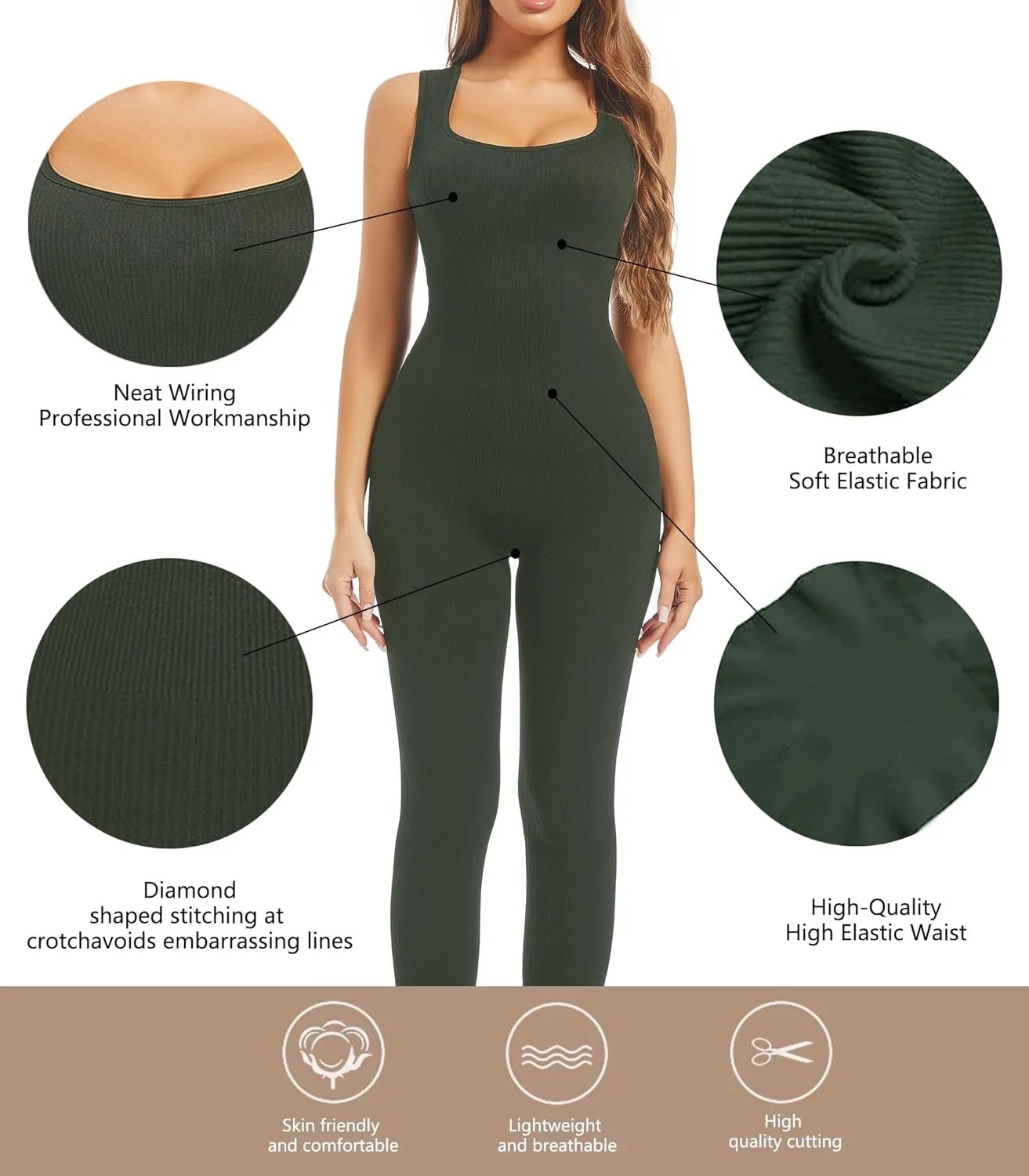 Sliot Unitard Jumpsuits for Women Tummy Control Long Bodysuits for Women Full Length Yoga Full Body Suit Compression Jumpsuit