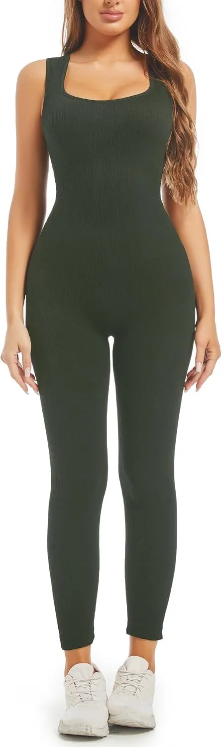 Sliot Unitard Jumpsuits for Women Tummy Control Long Bodysuits for Women Full Length Yoga Full Body Suit Compression Jumpsuit